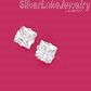 Sterling Silver 6mm Princess Cut Clear White CZ Stud Earrings