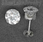 Sterling Silver 7mm Round Brilliant Cut White/Clear CZ Stud Earrings 2.5ct