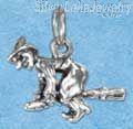Sterling Silver Three Dimensional Flying Witch Charm