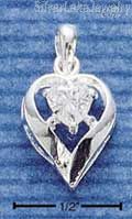 Sterling Silver April Cubic Zirconia Heart Pendant