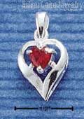 Sterling Silver January Cubic Zirconia Heart Pendant