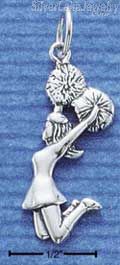 Sterling Silver Antiqued Jumping Cheerleader Charm