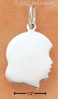 Sterling Silver Large High Polish Engravable Girl Profile Charm