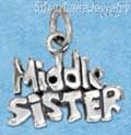 Sterling Silver Antiqued "Middle Sister" Charm