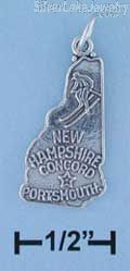 Sterling Silver Antiqued New Hampshire State Charm