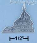 Sterling Silver Antiqued Virginia State Charm