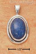 Sterling Silver Oval Denim Lapis Pendant W/ In Oval Frame