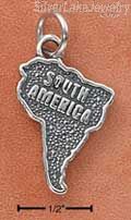 Sterling Silver Antiqued "South America" Map Charm