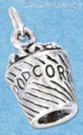 Sterling Silver Three Dimensional Bucket Of Popcorn Charm