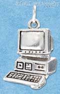 Sterling Silver Large Antiqued Computer Charm