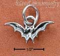 Sterling Silver Flying Bat Charm