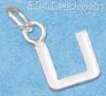 Sterling Silver Fine Lined Letter "U" Charm