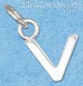 Sterling Silver Fine Lined Letter "V" Charm
