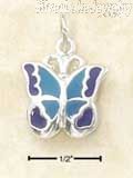 Sterling Silver Enamel Purple And Blue Butterfly Charm