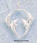 Sterling Silver Diamond Cut Dolphins Pendant Forming Heart Shape