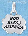 Sterling Silver High Polish "God Bless America" In Cloud Charm