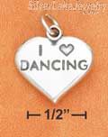 Sterling Silver High Polish Heart With "I Heart Dancing" Charm