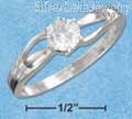 Sterling Silver 5mm Round Cz Double Curve Shank Ring Size 6