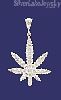 Sterling Silver CZ Dia-cut Pot Marijuana Charm Pendant