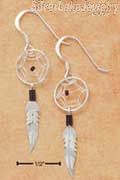 Sterling Silver Tiny Black Dreamcatcher Earrings