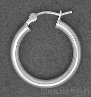 Sterling Silver 18mm French Lock Hoop Earrings 2.5mm tubing