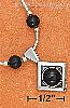 Sterling Silver 16" Liquid Silver W/ Onyx Beads & Diamond Shape Onyx Pendant Nk