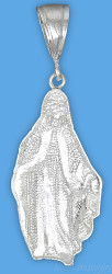 Sterling Silver Large Diamond-cut Virgin Mary Mother of Jesus Charm Pendant