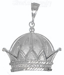 Sterling Silver Diamond-Cut Big Crown Charm Pendant