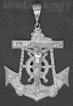 Sterling Silver Diamond-Cut Big Anchor Crucifix Charm Pendant