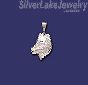 Sterling Silver DC Wolf Head Charm Pendant