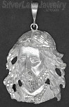 Sterling Silver Big Diamond-cut Jesus Christ Face Very Large Charm Pendant