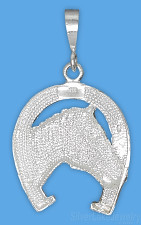 Sterling Silver Diamond-cut Horse Head Horseshoe Charm Pendant