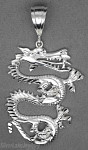 Sterling Silver Diamond-Cut Big Dragon Charm Pendant