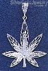 Sterling Silver DC Big Filigree Marijuana Pot Leaf Charm Pendant