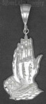 Sterling Silver Diamond-Cut Big Praying Hands Charm Pendant