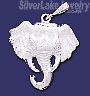 Sterling Silver DC Big Elephant Head Charm Pendant