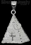 Sterling Silver Diamond-Cut Egyptian Pyramid w/Cobra & Ankh Charm Pendant