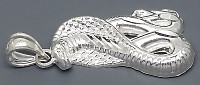 Sterling Silver Diamond-Cut Snake Cobra Charm Pendant