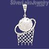 Sterling Silver DC Big Basketball & Net Charm Pendant