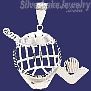 Sterling Silver DC Big Hockey Mask Puck Stick Charm Pendant