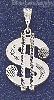 Sterling Silver Large Diamond-cut Dollar Money Sign Pendant