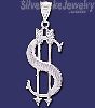 Sterling Silver DC Big Dollar Money Sign w/Arrows Charm Pendant