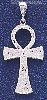 Sterling Silver Big Diamond-cut Ankh Cross Charm Pendant Egyptian Hieroglyphs