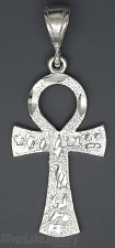 Sterling Silver Diamond-cut Ankh Ansate Cross Charm Pendant Egyptian Hieroglyphs