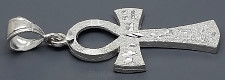 Sterling Silver Diamond-cut Ankh Ansate Cross Charm Pendant Egyptian Hieroglyphs