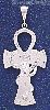 Sterling Silver Diamond-Cut Big Ankh Ansate Cross w/Cobra Charm Pendant