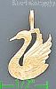 14K Gold Swan Diamond-Cut Bird Animal Charm Pendant