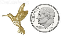 14K Gold Hummingbird Diamond-Cut Small Bird Charm Pendant