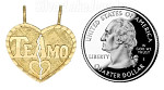 14K Gold Te Amo 2-piece Split Heart Dia-Cut Charm Pendant