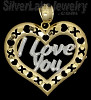 14K Gold I Love You Heart w/XOXO Frame Charm Pendant